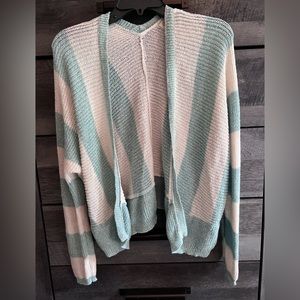 Teal and Cream striped cardigan